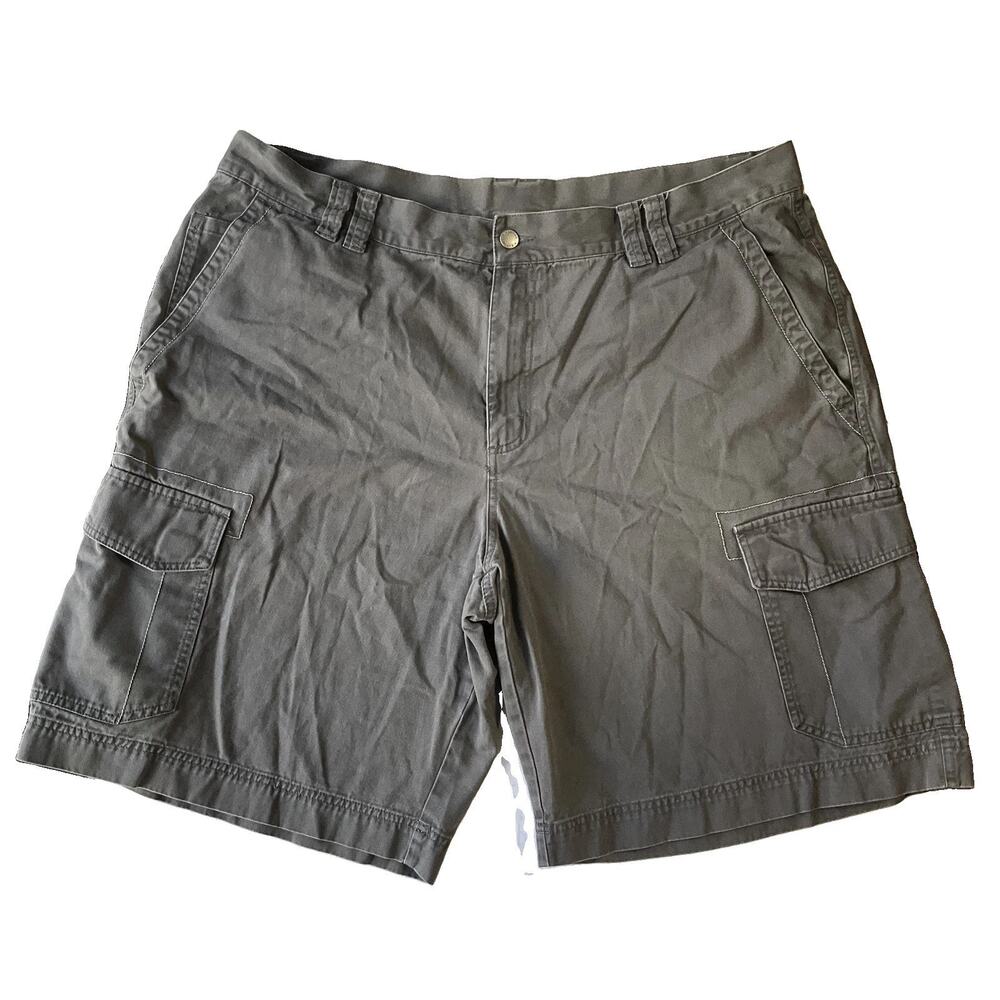 Columbia Men Shorts 42 Gray Cargo Twill Button 10" Inseam Outdoor Pockets